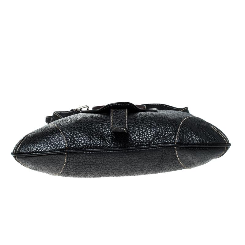 Dolce & Gabbana Black Pebbled Leather Ring Shoulder Bag 1