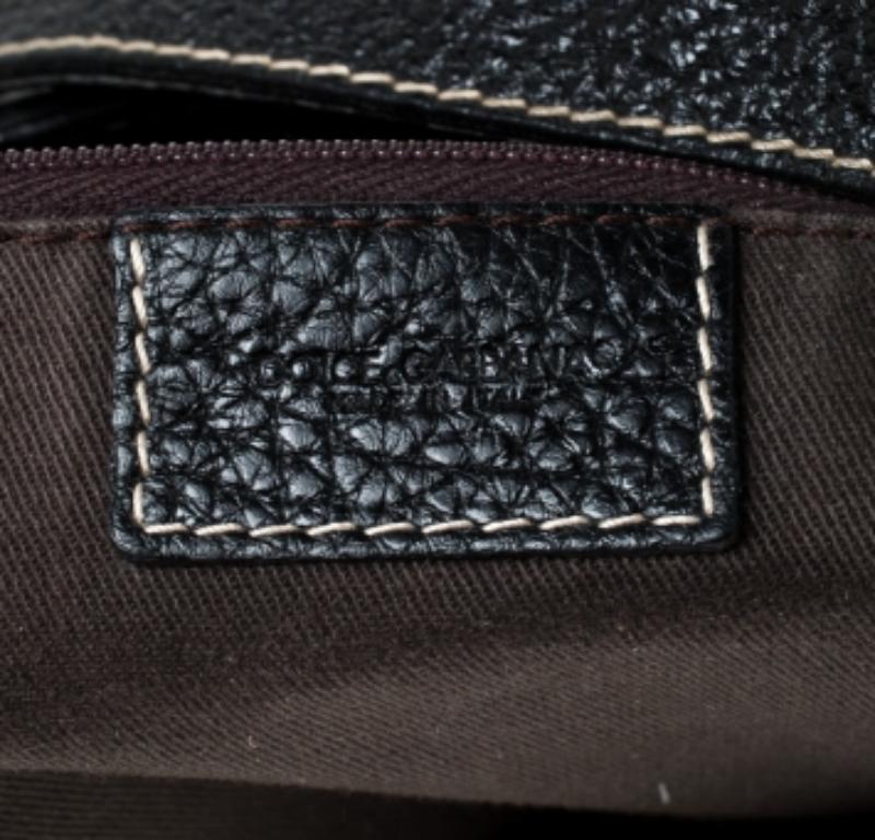 Dolce & Gabbana Black Pebbled Leather Ring Shoulder Bag en venta 1