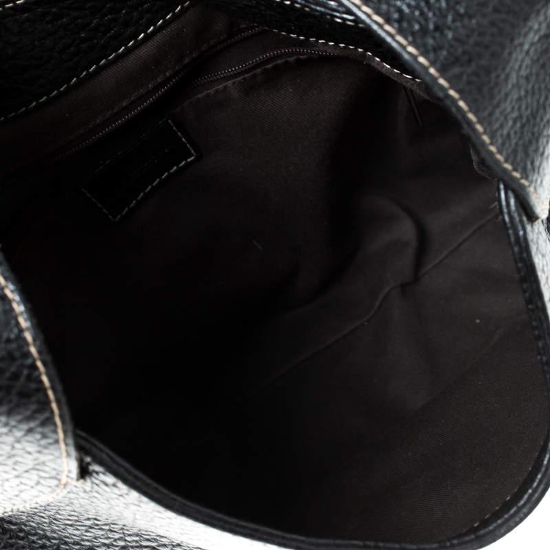 Dolce & Gabbana Black Pebbled Leather Ring Shoulder Bag For Sale 2