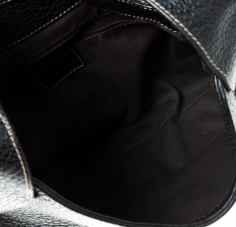 Dolce & Gabbana Black Pebbled Leather Ring Shoulder Bag en venta 2
