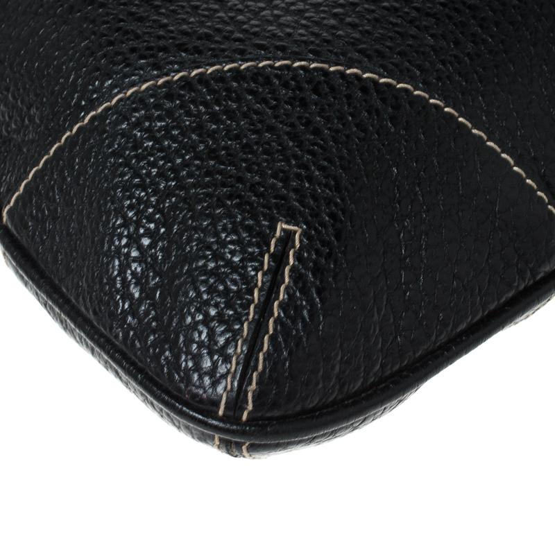 Dolce & Gabbana Black Pebbled Leather Ring Shoulder Bag 4