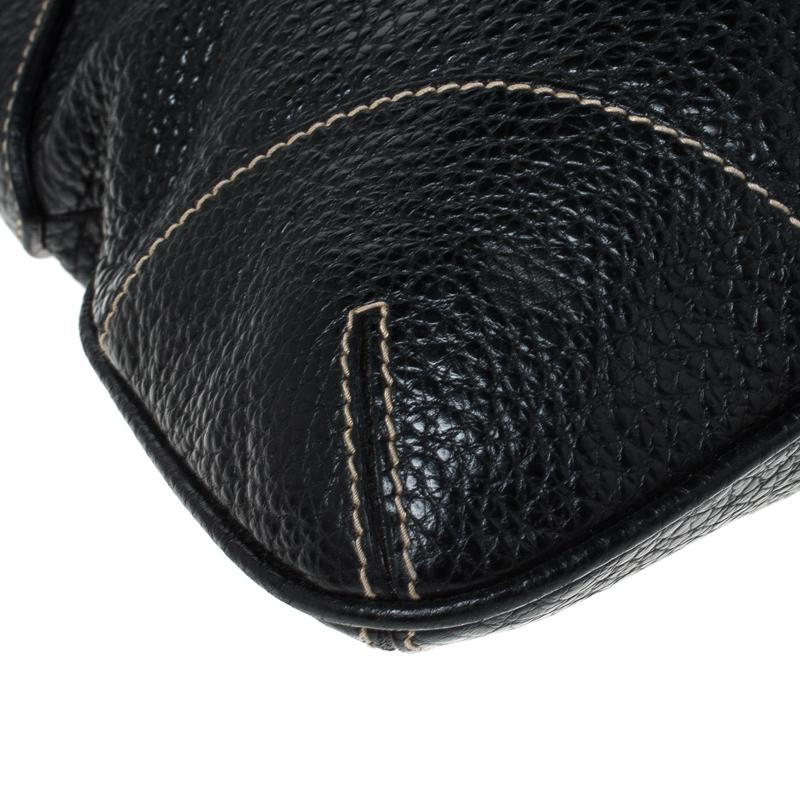 Dolce & Gabbana Black Pebbled Leather Ring Shoulder Bag 5