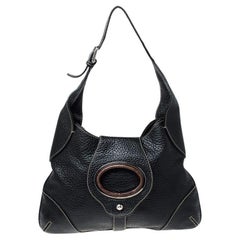 Used Dolce & Gabbana Black Pebbled Leather Ring Shoulder Bag