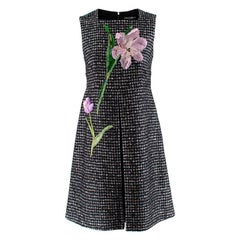 Dolce & Gabbana Black Pied de Poule Mohair Blend Embroidered Dress - Size UK8