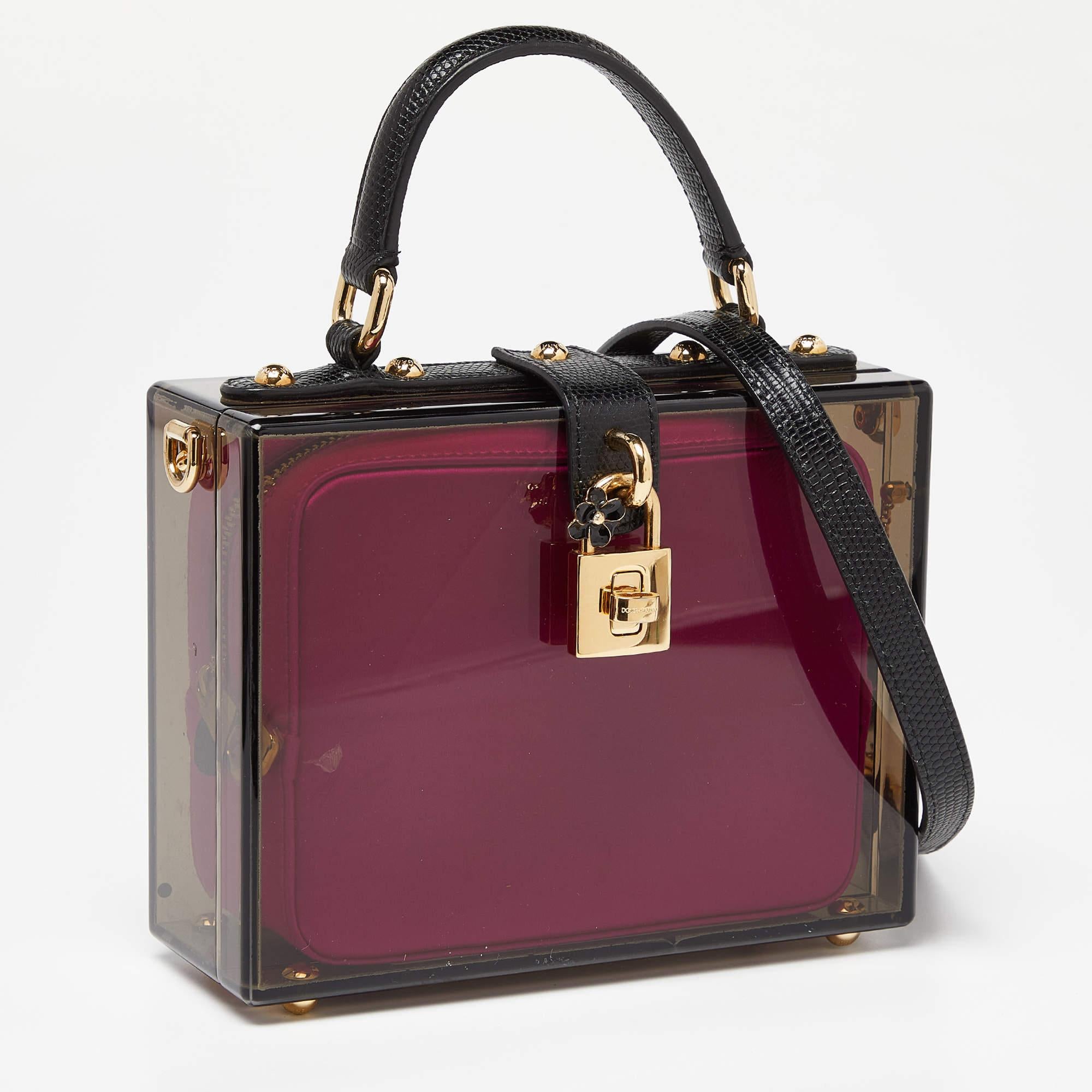 Dolce & Gabbana Black/Pink Acrylic and Leather Dolce Box Bag 6