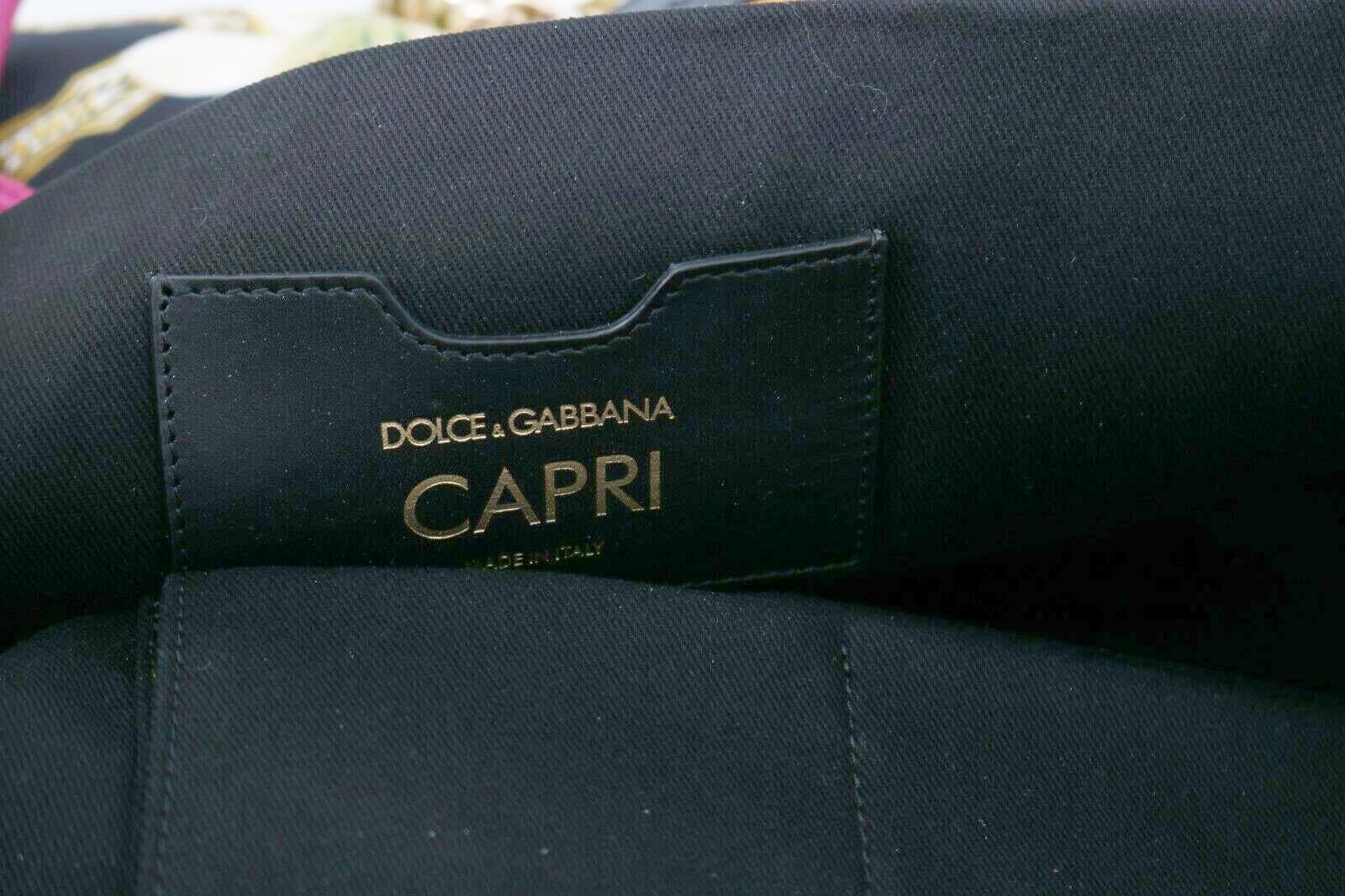 Dolce & Gabbana Black Pink Cotton Floral Porto Cervo Capri Tote Bag Handbag 1