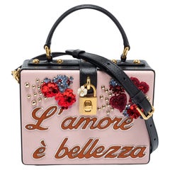 Dolce & Gabbana - Sac boîte « Dolce L' Amore » en cuir noir et rose orné