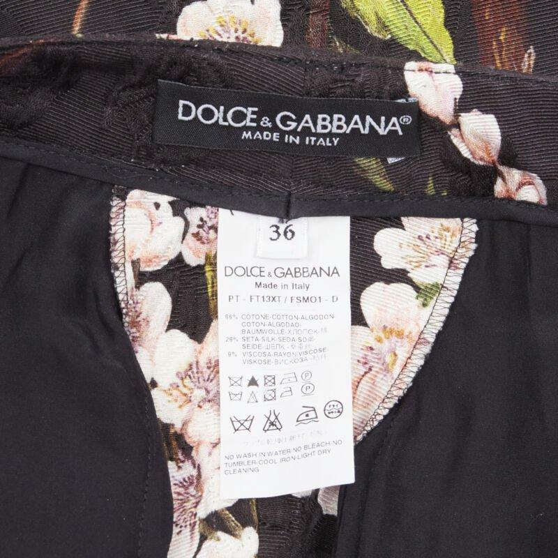 DOLCE GABBANA black pink floral blossom print jacquard cropped pants IT36 XXS For Sale 3