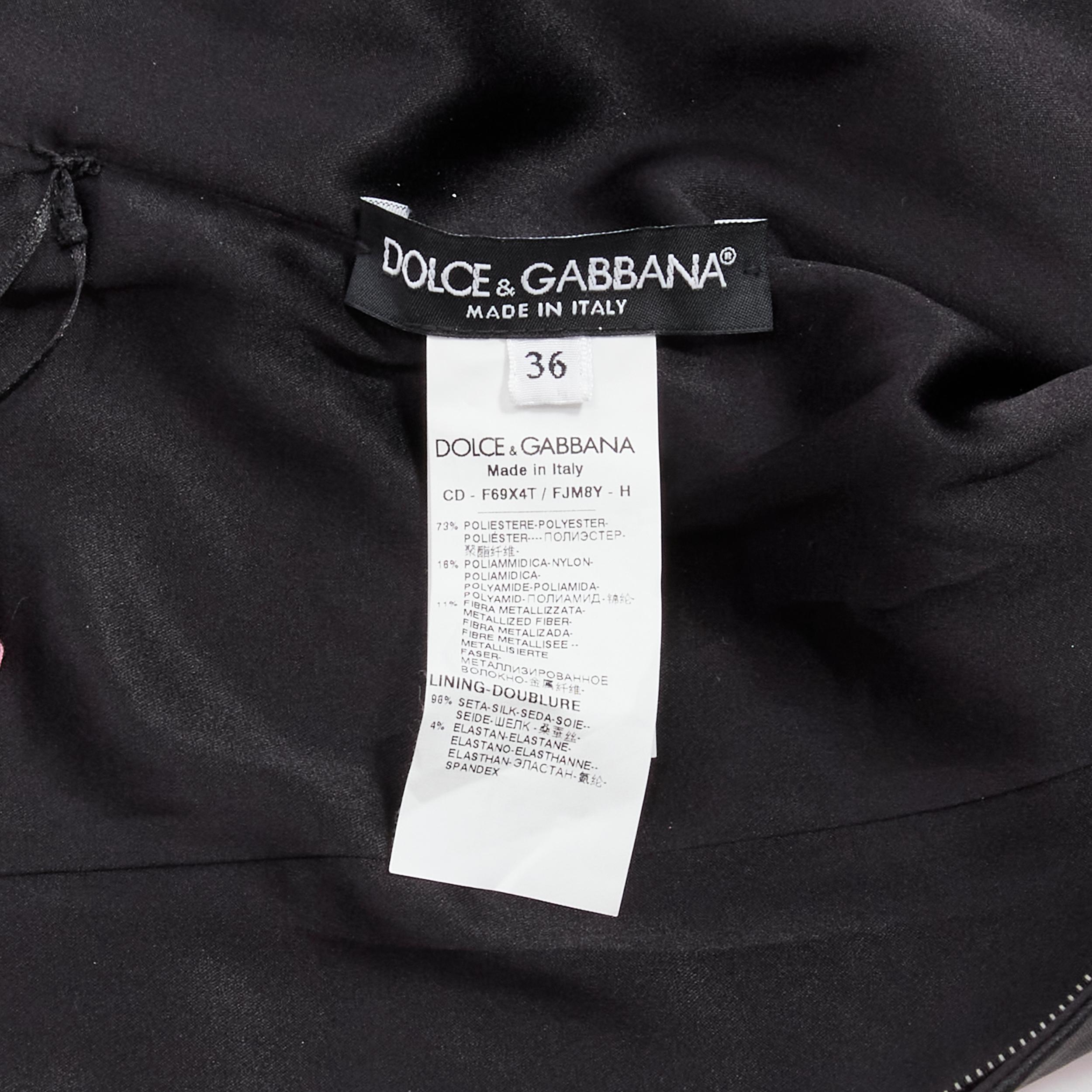 DOLCE GABBANA black pink floral jacquard off shoulder corsetted dress IT36 XXS For Sale 4
