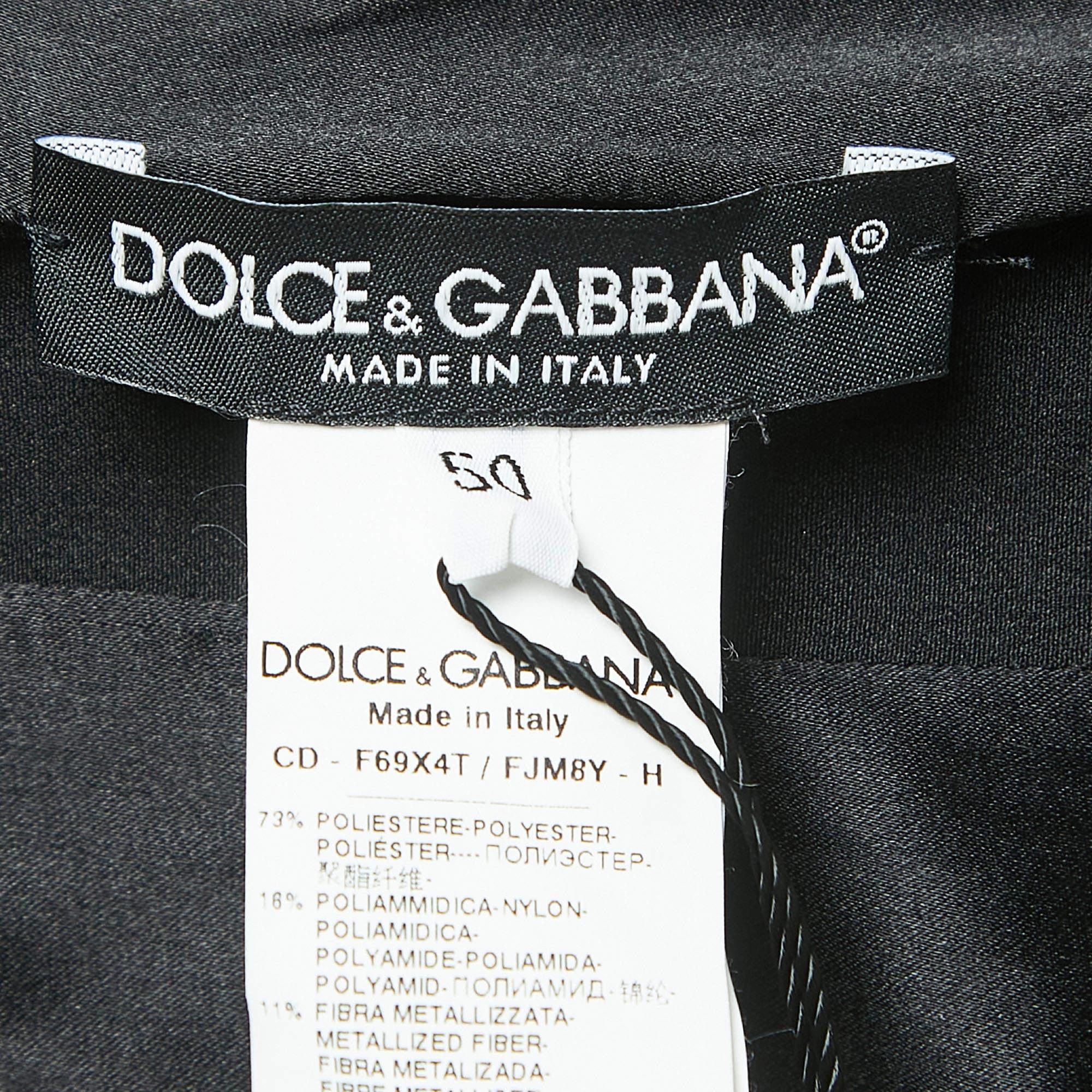 Women's Dolce & Gabbana Black/Pink Lurex Jacquard Off Shoulder Corseted Midi Dress XL