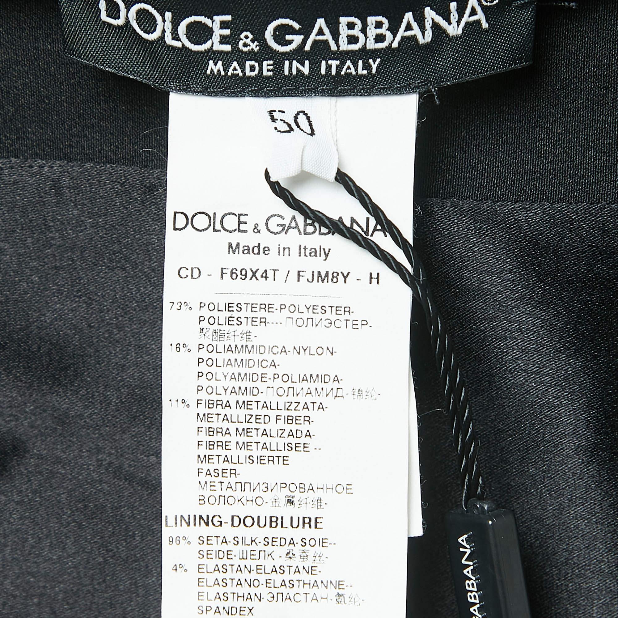 Dolce & Gabbana Black/Pink Lurex Jacquard Off Shoulder Corseted Midi Dress XL 1