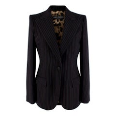 Dolce & Gabbana Black & Pink Pin Stripe Wool Blazer - Size US 4