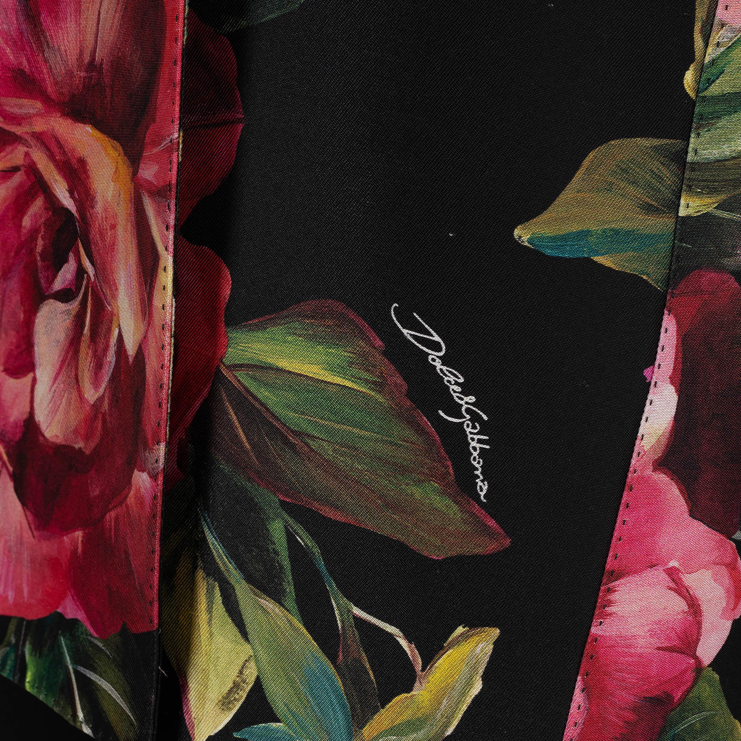 DOLCE & GABBANA black & pink silk 2022 FLORAL Blazer Jacket 40 S For Sale 1