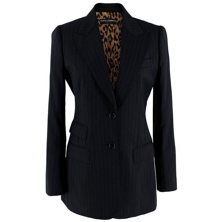 Dolce and Gabbana Black Pinstripe Blazer - Size US 4 at 1stDibs