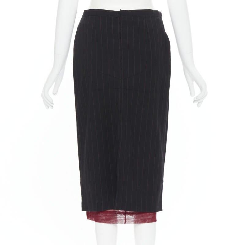 DOLCE GABBANA black pinstripe wool blend double breasted blazer skirt set IT42 M 5