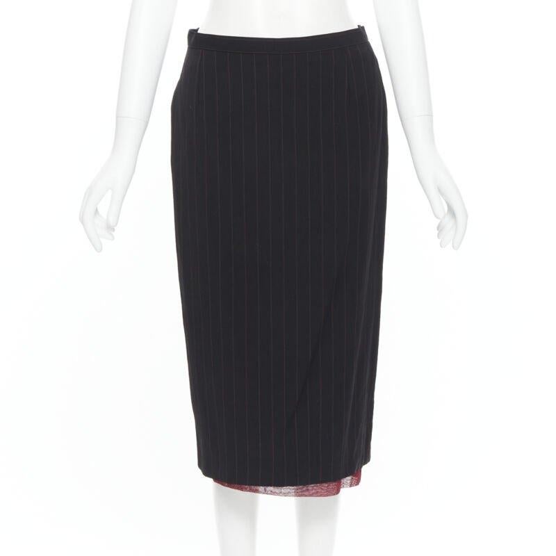 DOLCE GABBANA black pinstripe wool blend double breasted blazer skirt set IT42 M 6