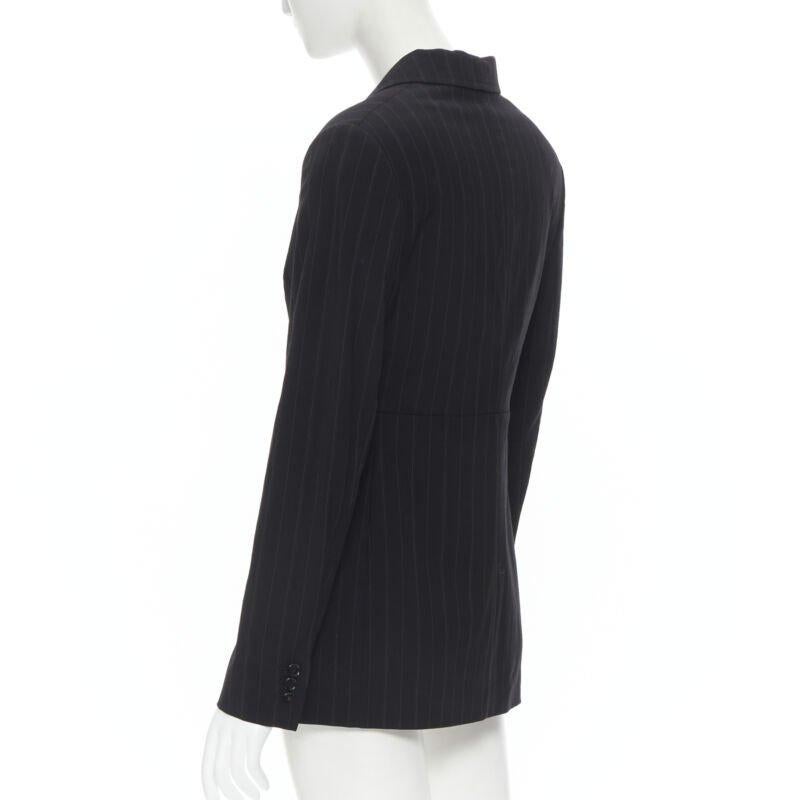 DOLCE GABBANA black pinstripe wool blend double breasted blazer skirt set IT42 M 1