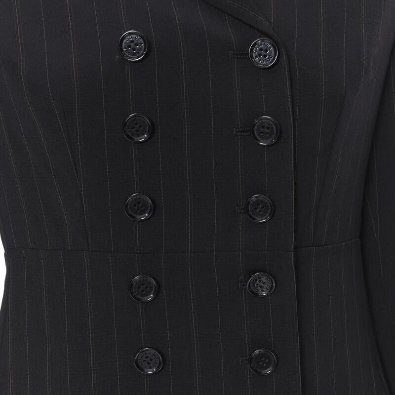 DOLCE GABBANA black pinstripe wool blend double breasted blazer skirt set IT42 M 2
