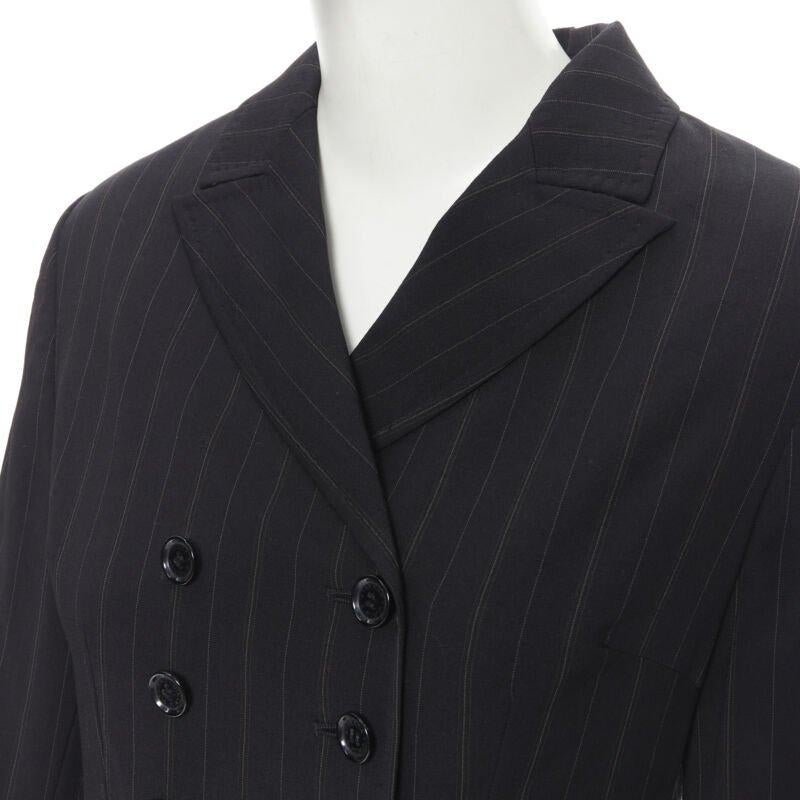 DOLCE GABBANA black pinstripe wool blend double breasted blazer skirt set IT42 M 3