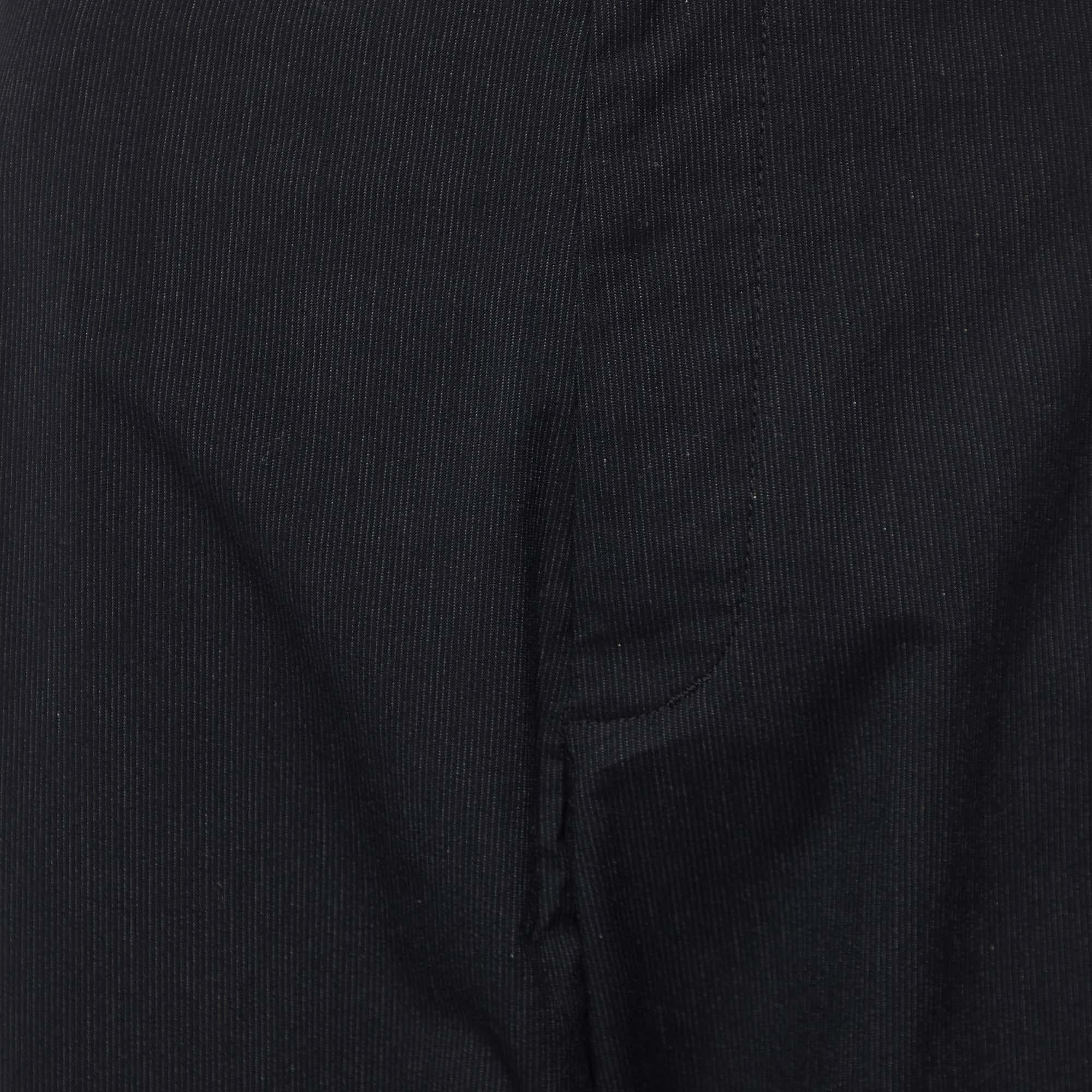 Dolce & Gabbana Black Pinstriped Cotton Tapered Trousers XXL In Good Condition In Dubai, Al Qouz 2