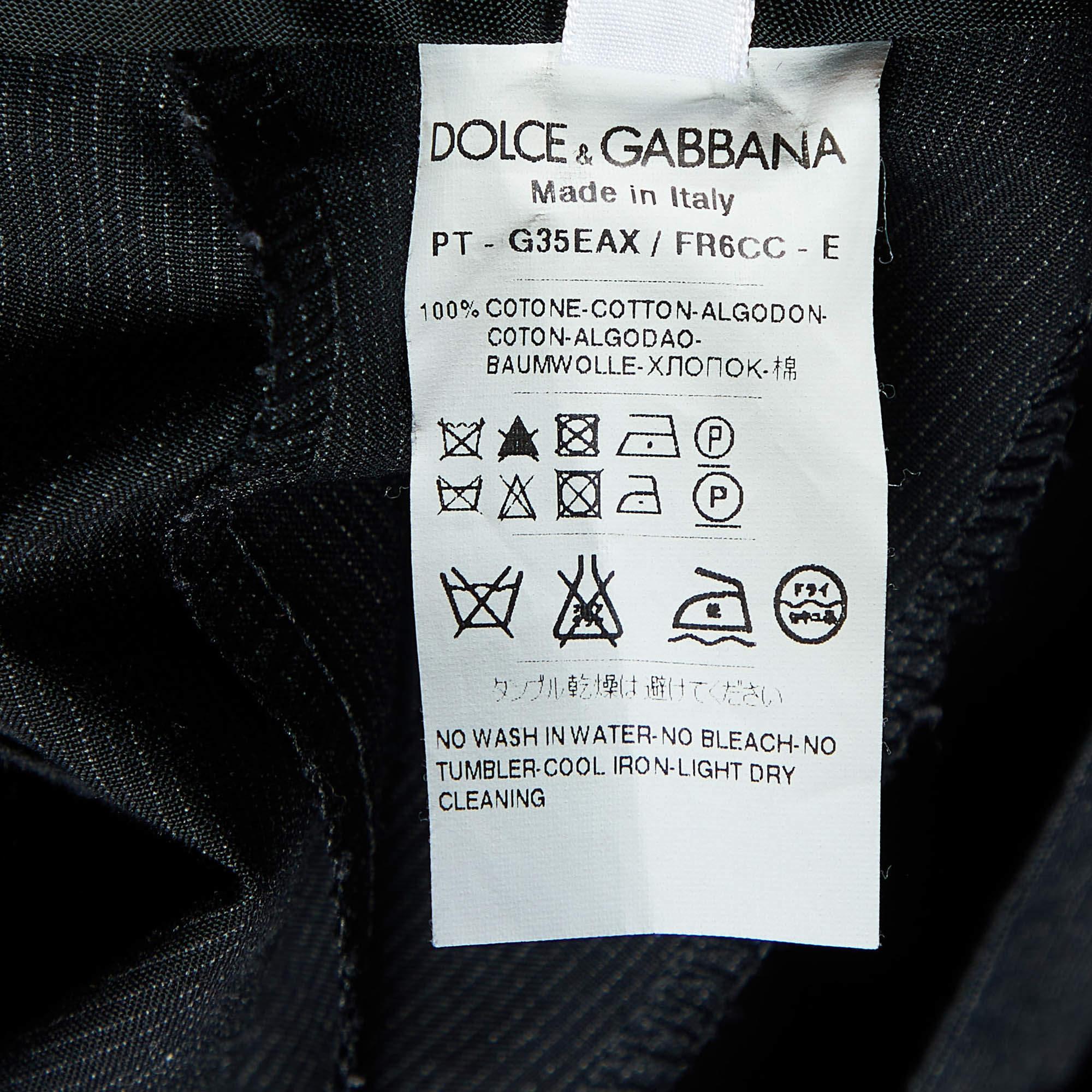 Women's Dolce & Gabbana Black Pinstriped Cotton Tapered Trousers XXL