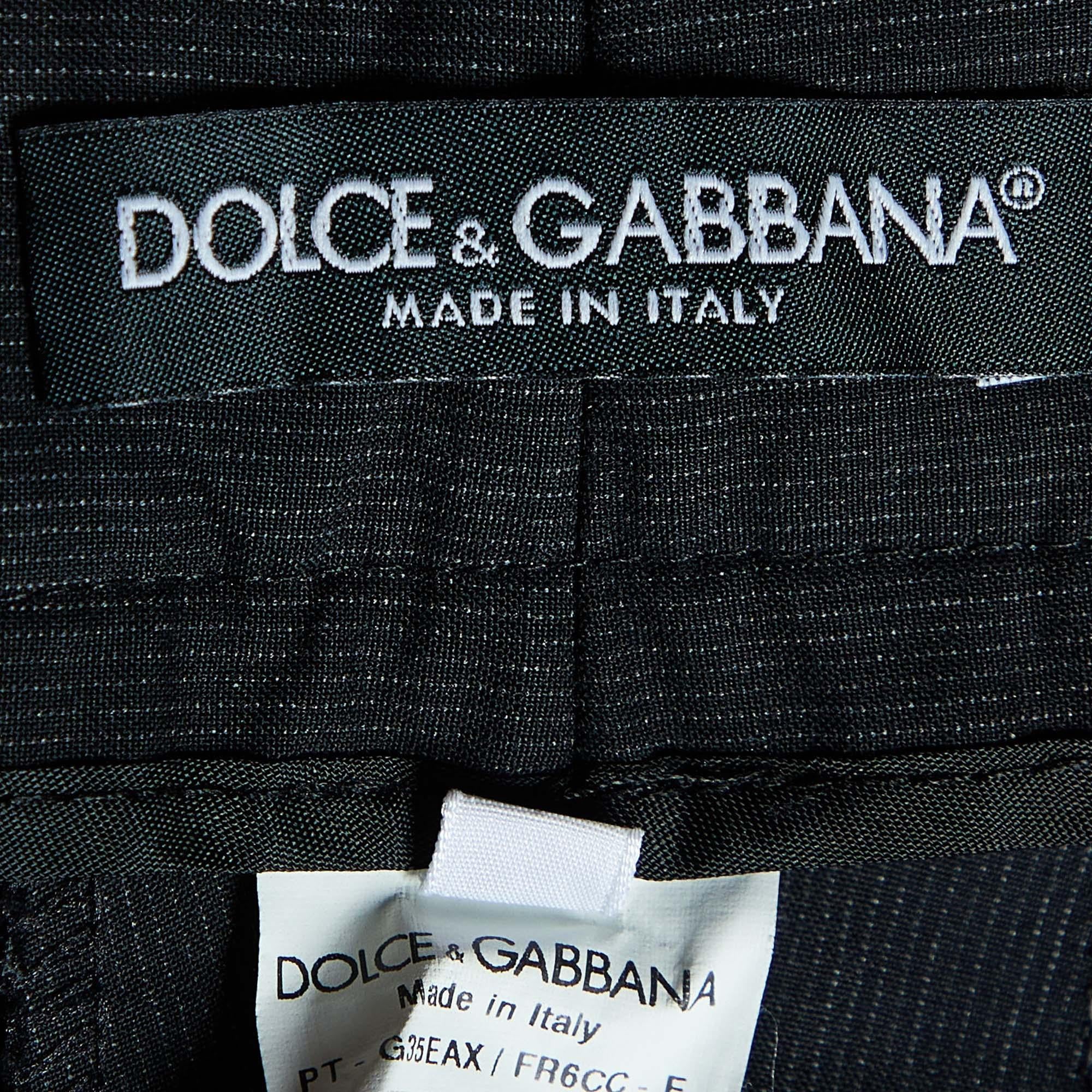 Dolce & Gabbana Black Pinstriped Cotton Tapered Trousers XXL 1