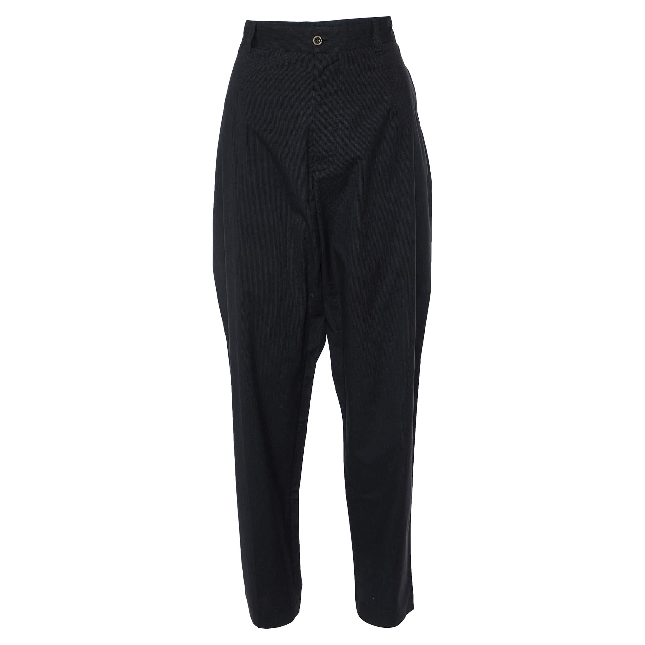 Dolce & Gabbana Black Pinstriped Cotton Tapered Trousers XXL