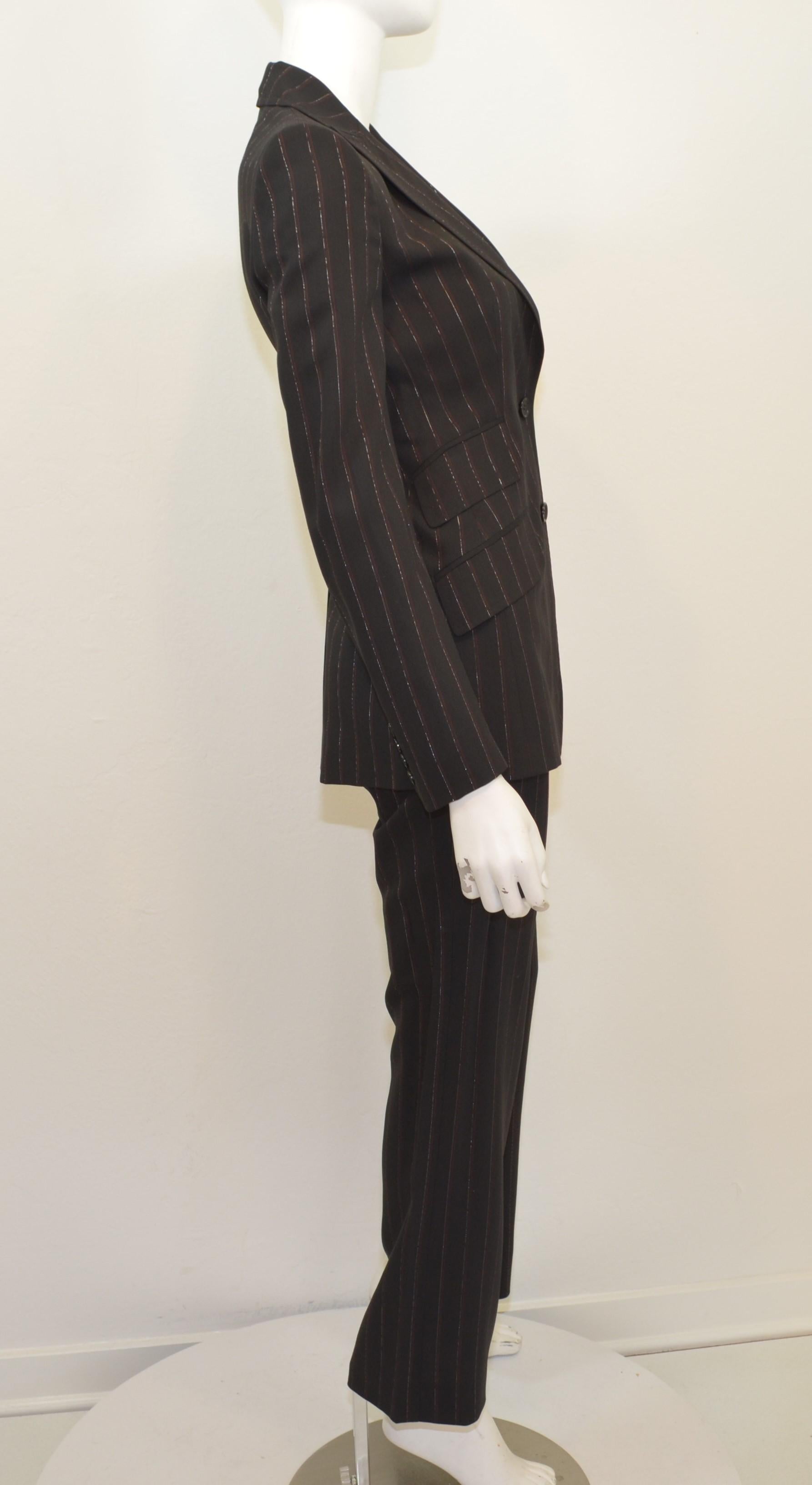 Dolce & Gabbana Black Pinstriped Jacket and Pants Suit Set In Excellent Condition In Carmel, CA