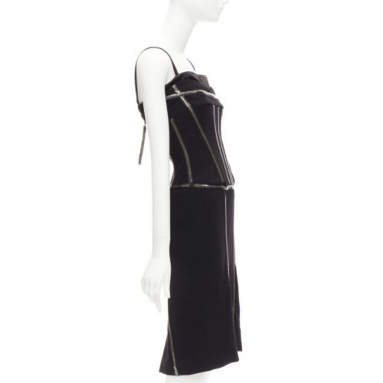 DOLCE GABBANA black plastic chain boned corset dress IT38 XS Rihanna In Excellent Condition In Hong Kong, NT