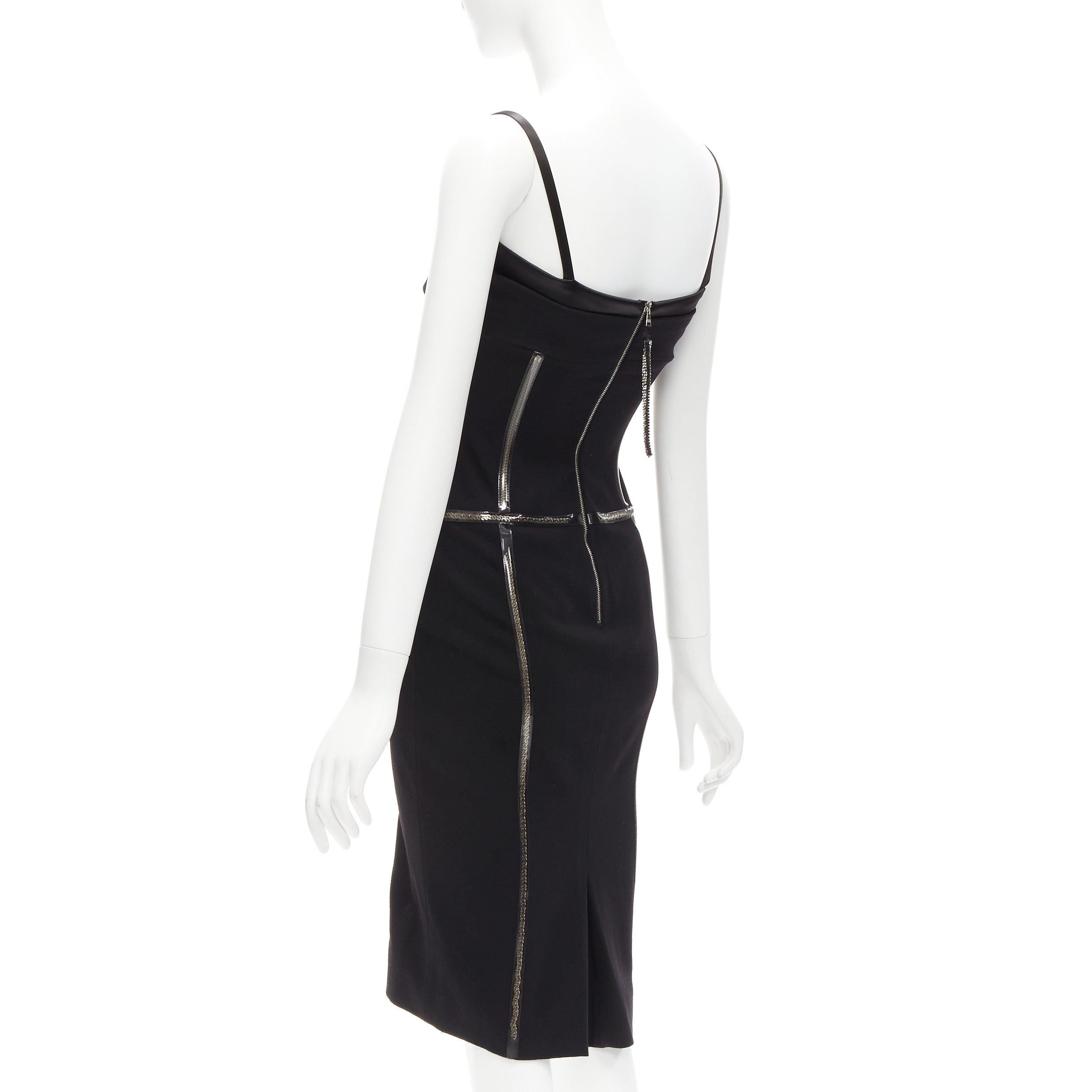Women's DOLCE GABBANA black plastic chain boned corset dress IT38 XS Rihanna For Sale