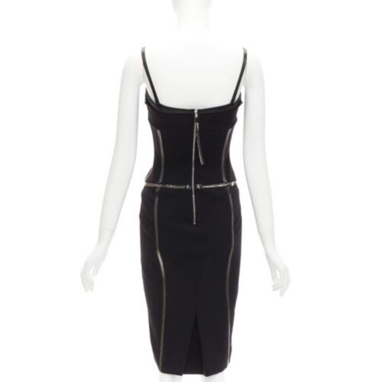Women's DOLCE GABBANA black plastic chain boned corset dress IT38 XS Rihanna