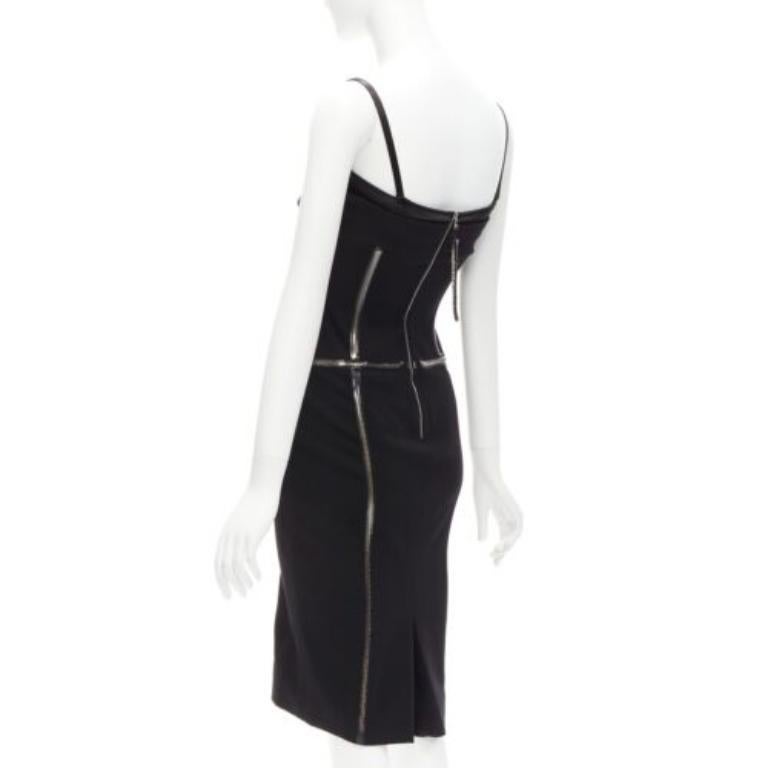 DOLCE GABBANA black plastic chain boned corset dress IT38 XS Rihanna 1