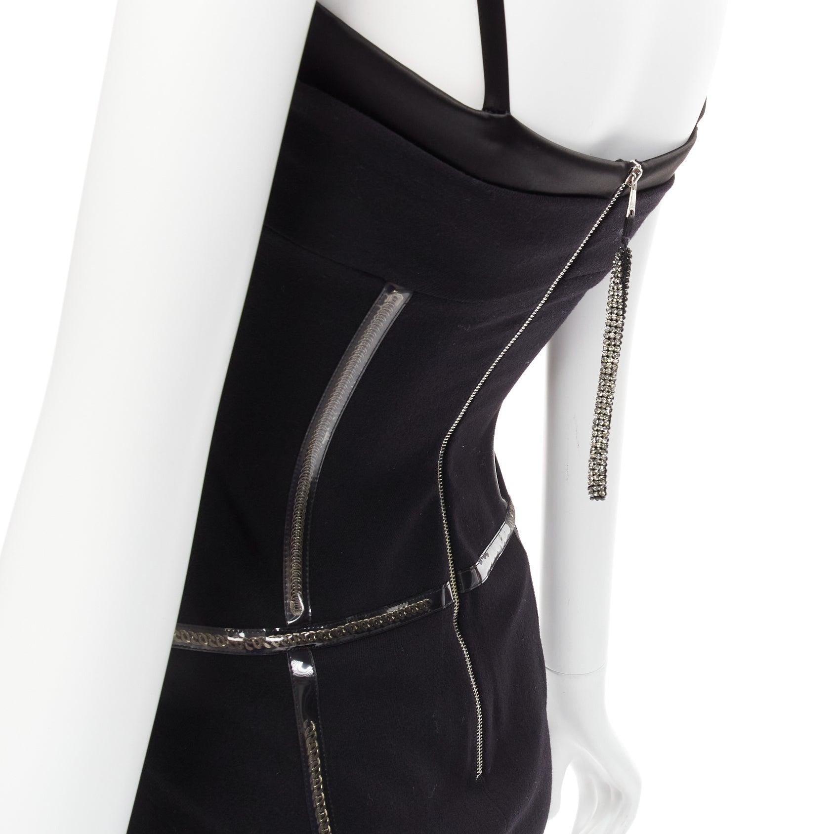 DOLCE GABBANA black plastic chain boned corset dress IT38 XS Rihanna For Sale 2