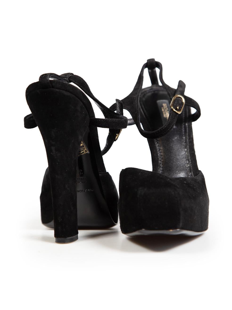 Dolce & Gabbana Black Platform Suede Heels Size IT 39.5 In Good Condition For Sale In London, GB