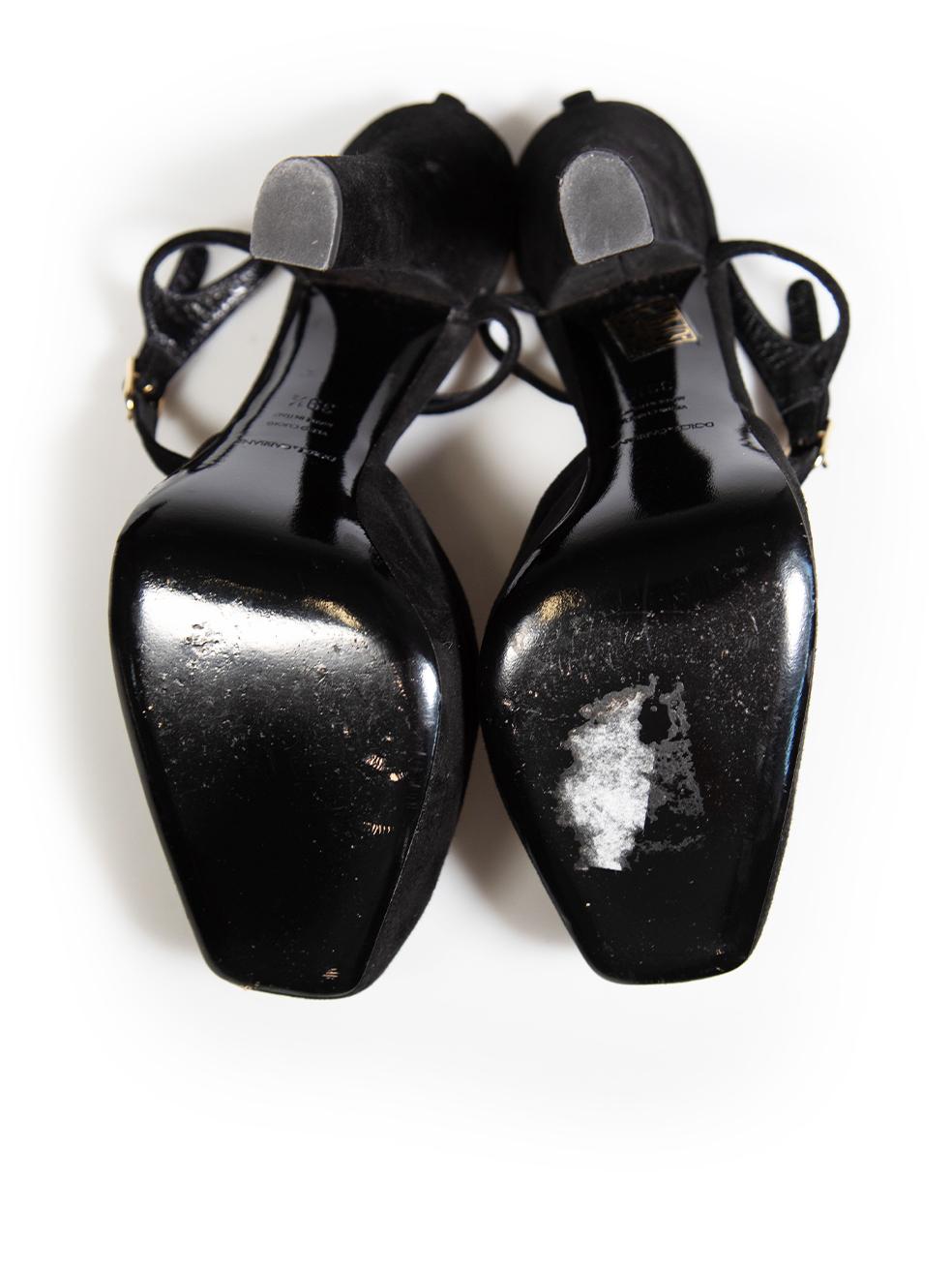 Women's Dolce & Gabbana Black Platform Suede Heels Size IT 39.5 For Sale