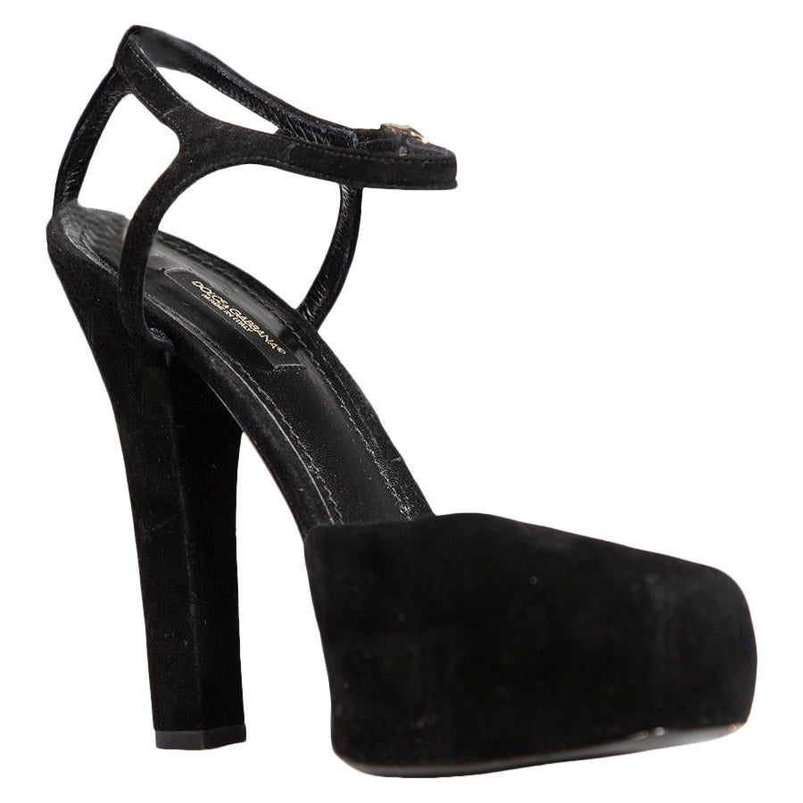 Dolce & Gabbana Black Platform Suede Heels Size IT 39.5
