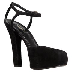 Dolce & Gabbana Black Platform Suede Heels Size IT 39.5