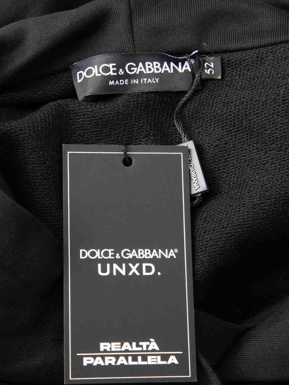 Women's Dolce & Gabbana Black Platinum Drip Graphic Logo Hoodie Size XL For Sale