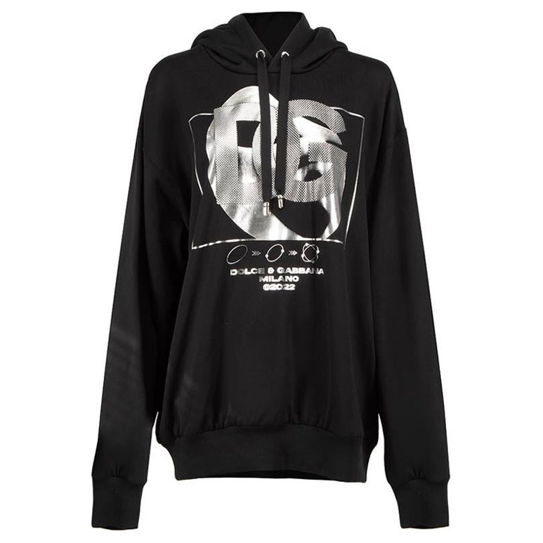 Sudadera con capucha y logotipo Dolce & Gabbana Negro Platino Goteo Gráfico Talla XL en venta