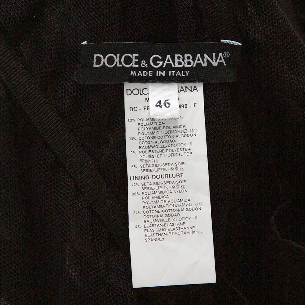 Women's Dolce & Gabbana Black Polka Dot Embroidered Tulle Strapless Gown L