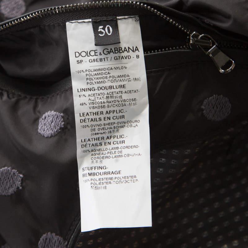 Men's Dolce & Gabbana Black Polka Dot Embroidered Zip Front Bomber Jacket L For Sale