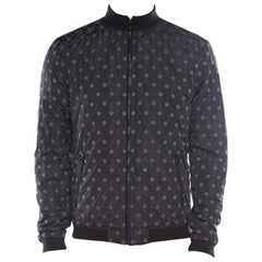 Dolce & Gabbana Black Polka Dot Embroidered Zip Front Bomber Jacket L