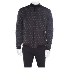 Dolce & Gabbana Black Polka Dot Embroidered Zip Front Bomber Jacket L