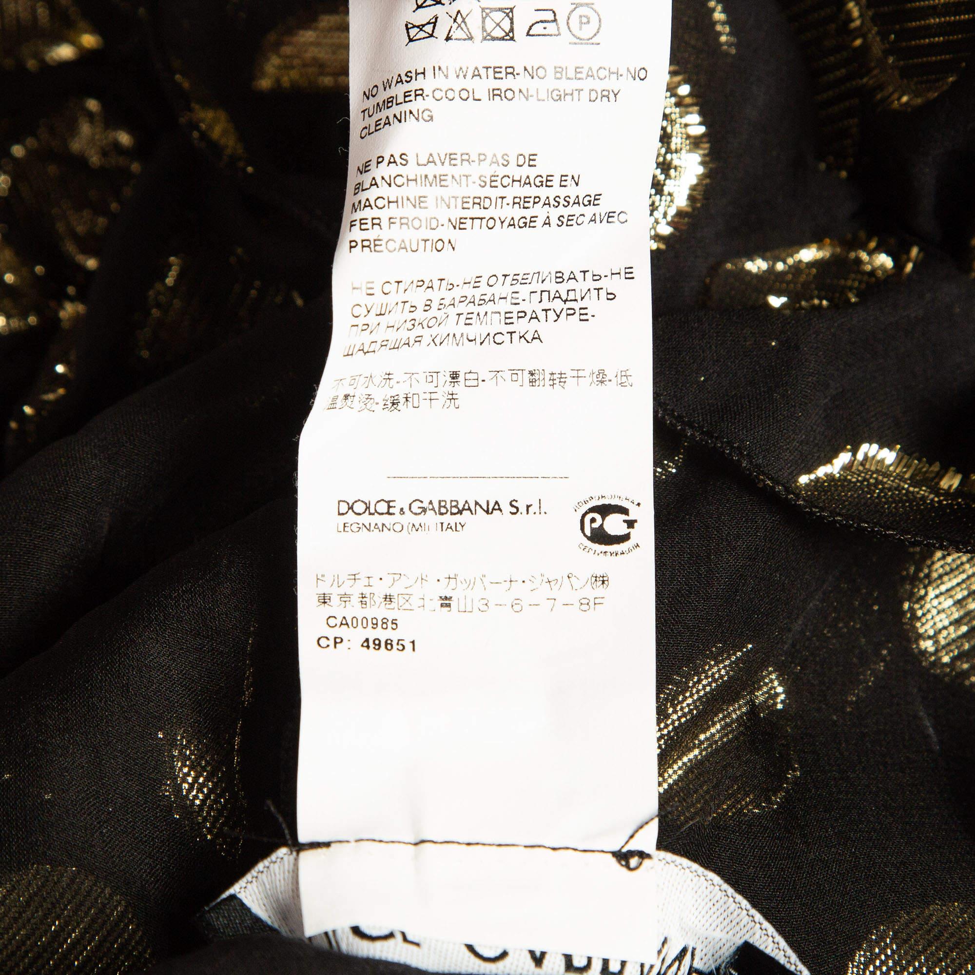 Dolce & Gabbana Black Polka Dot Silk Brocade Tie-Up Waist Mini Dress M For Sale 1
