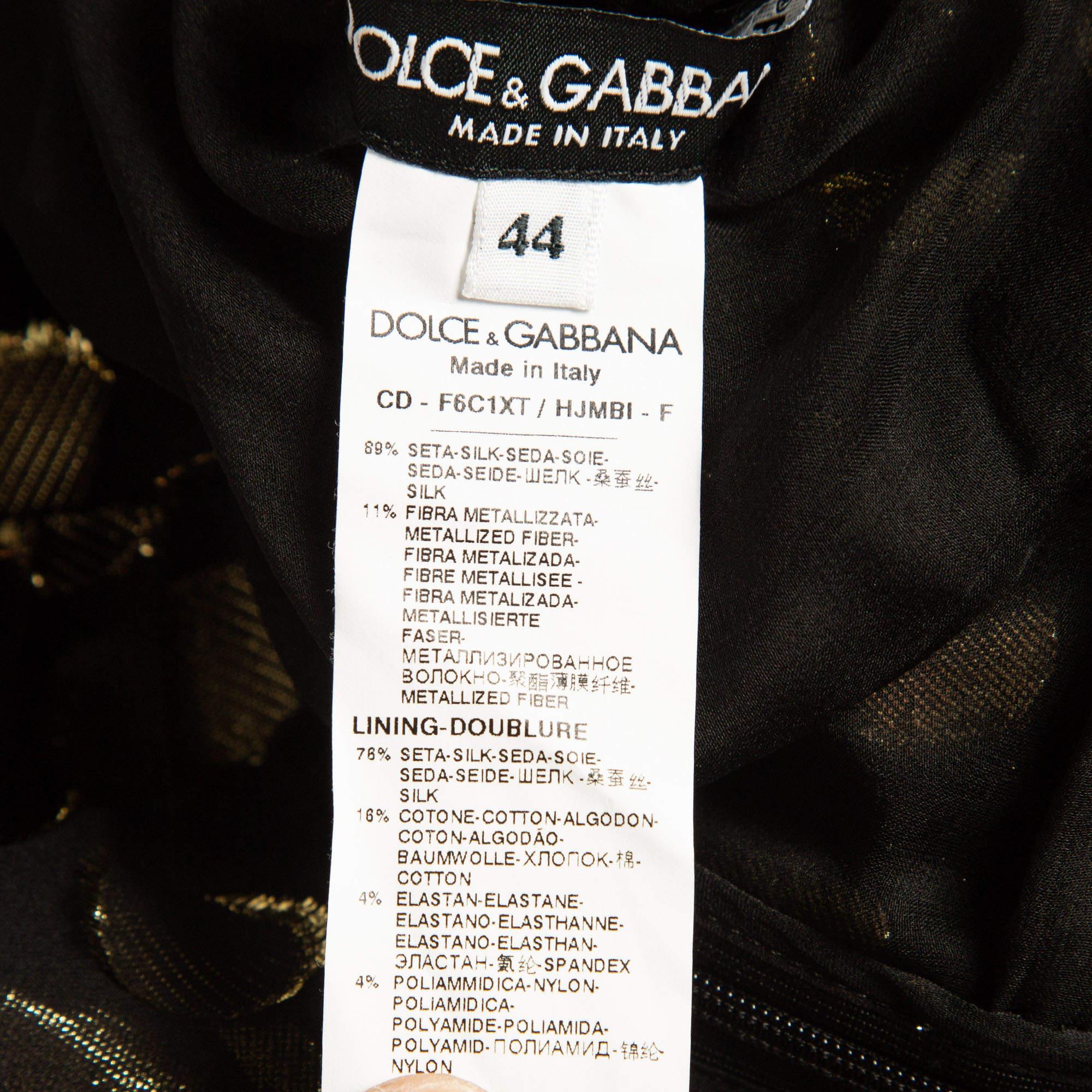 Dolce & Gabbana Black Polka Dot Silk Brocade Tie-Up Waist Mini Dress M For Sale 2