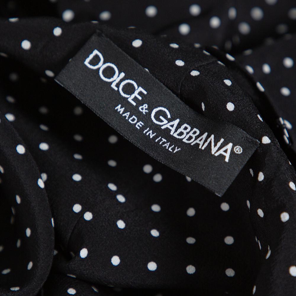 Women's Dolce & Gabbana Black Polka Dot Silk Detachable Cape Overlay Bomber Jacket S