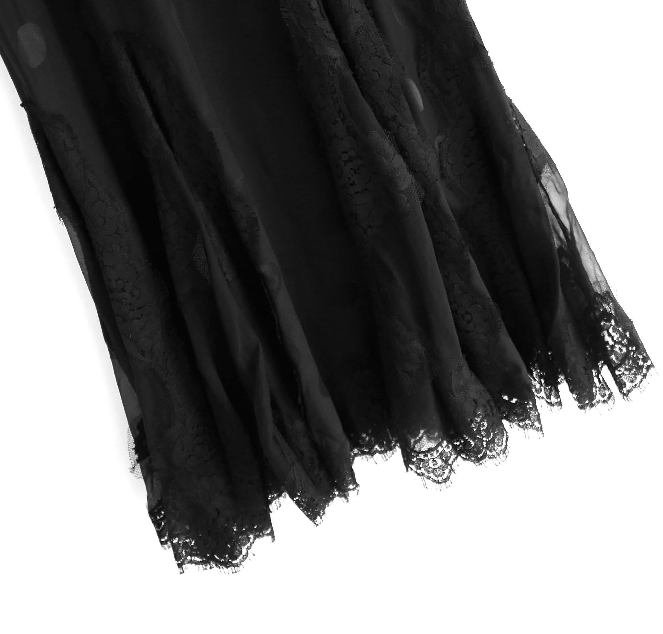 Dolce & Gabbana Black Polka Dot Silk & Lace Dress For Sale 1