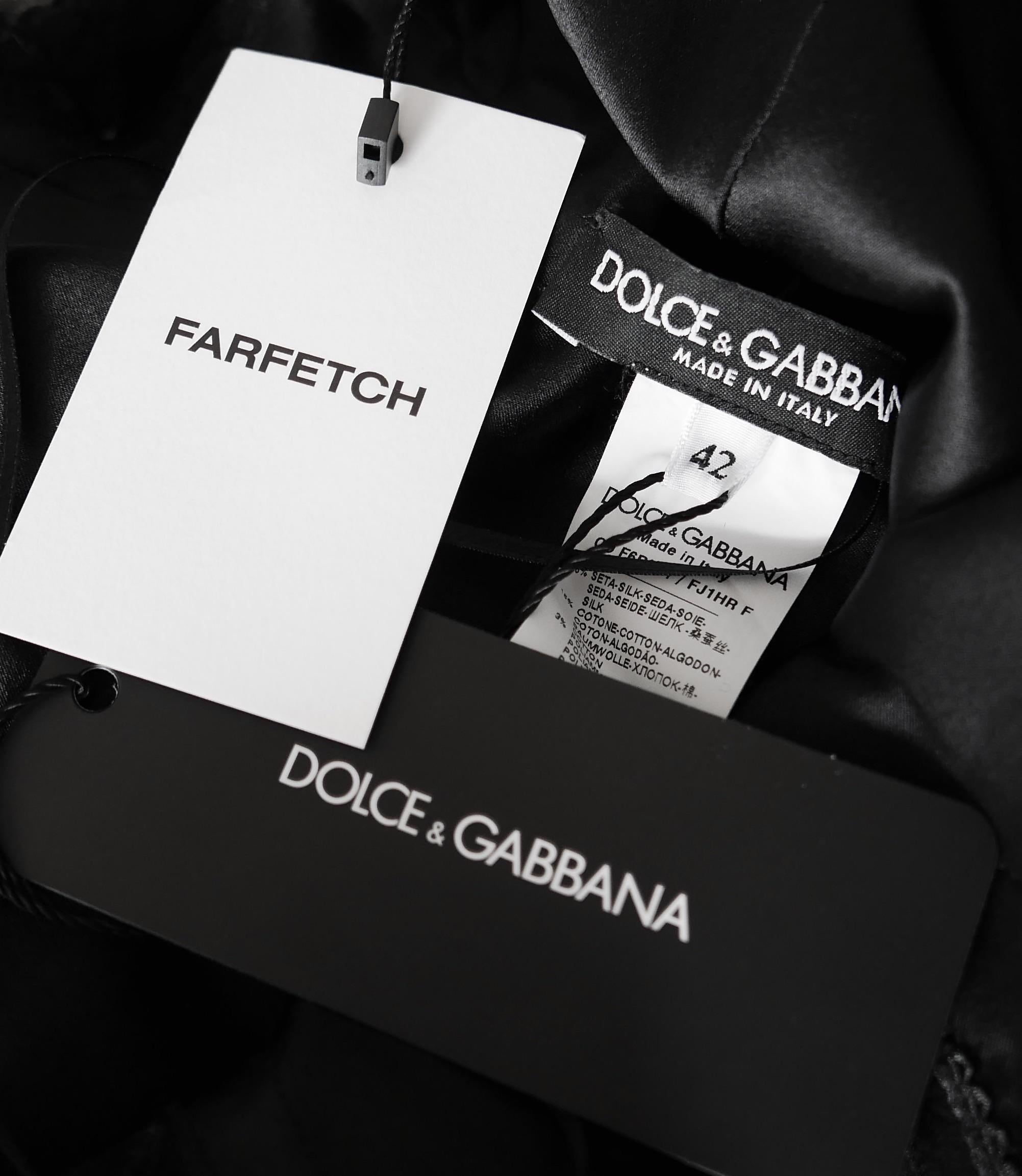 Dolce & Gabbana Black Polka Dot Silk & Lace Dress For Sale 2