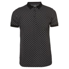 Dolce 
Gabbana Black Polka Dots Cotton Pique Polo T-Shirt L