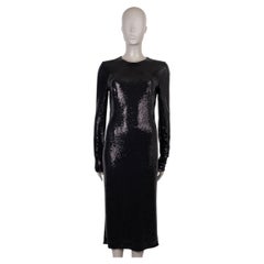 DOLCE & GABBANA black polyamide SEQUIN EMBELLISHED JERSEY MIDI Dress 44 L